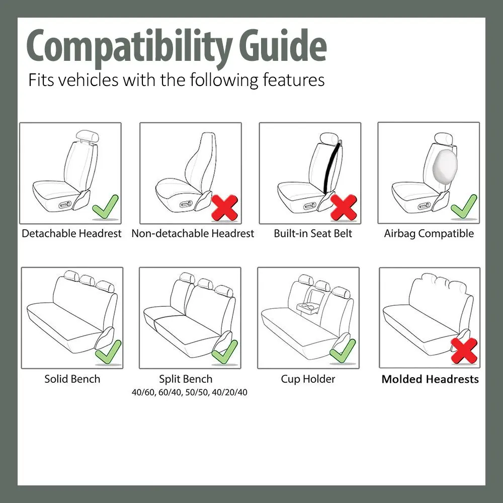 FH Group Car Seat Covers Three Row 7 Seater | Universal Fit, Breathable Foam Padding (enables cool comfort) - view 7