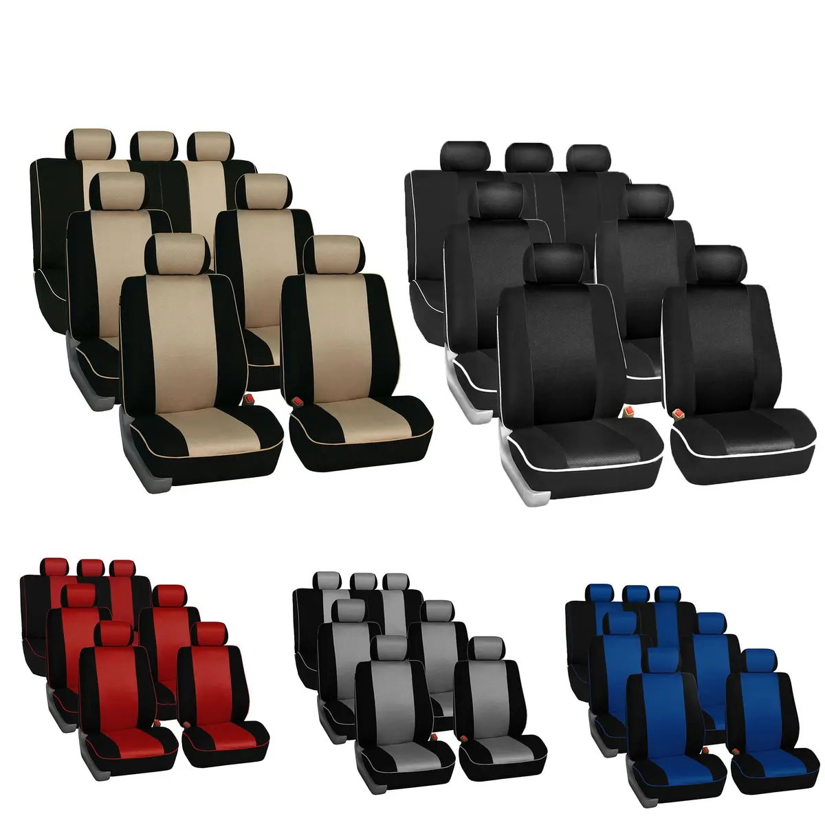 FH Group Car Seat Covers Three Row 7 Seater | Universal Fit, Breathable Foam Padding (enables cool comfort) - view 8