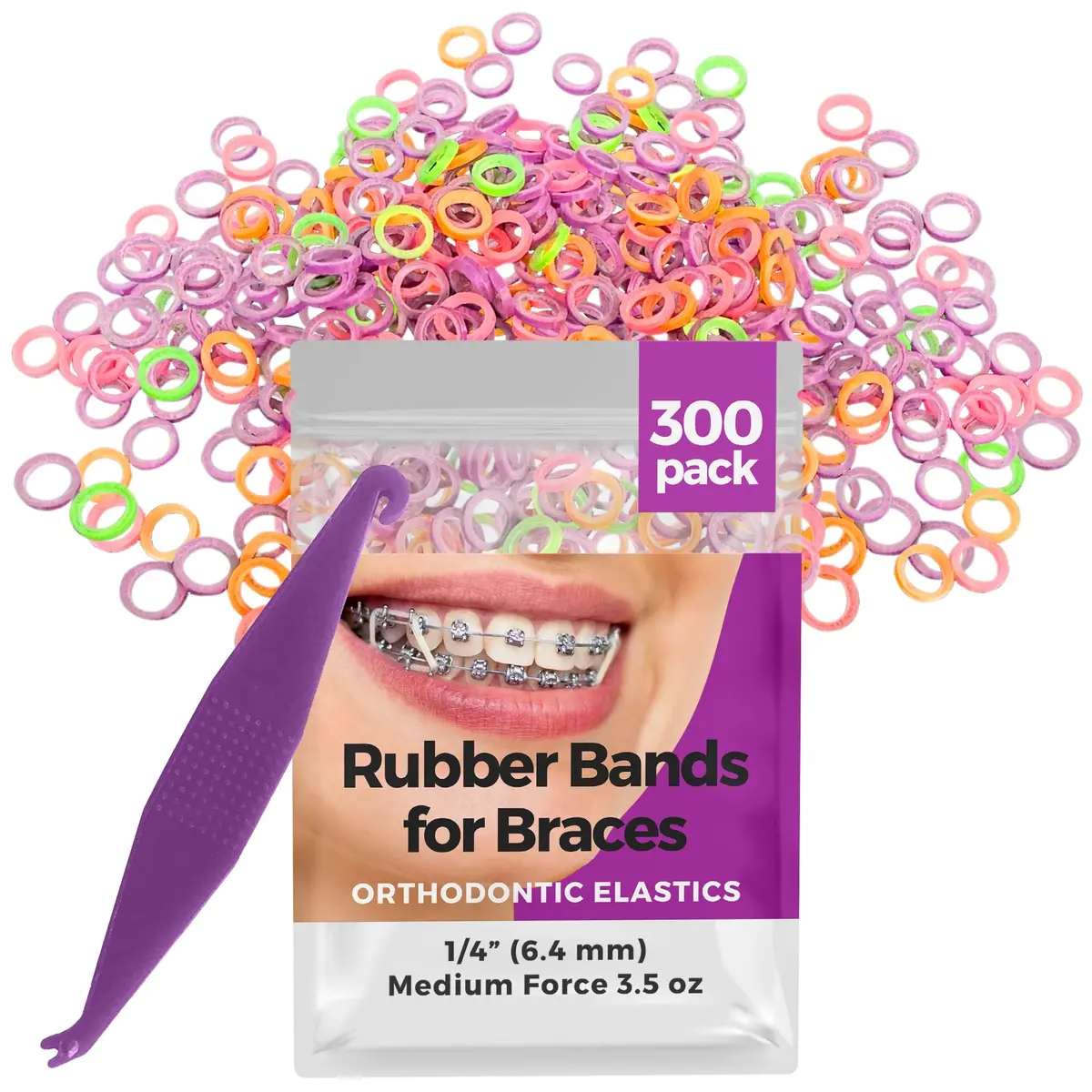 Prairie Horse Supply Orthodontic Rubber Bands for Braces, 1/4in Medium, 300 Pack | Versatile & Durable - main product image