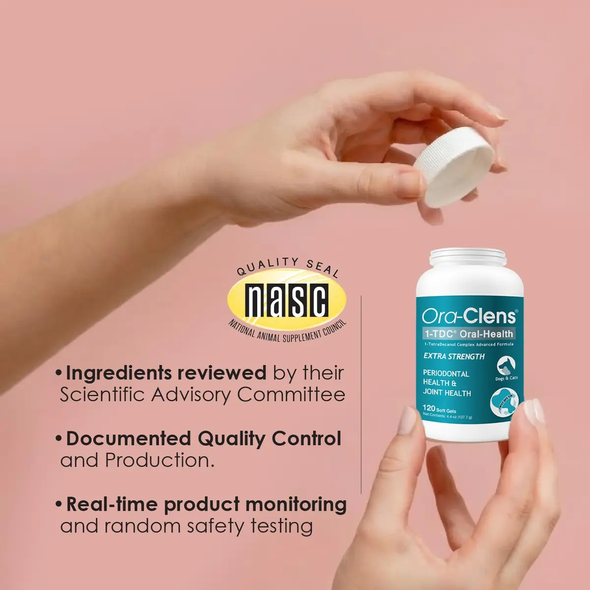 Ora-Clens 1-TDC Periodontal Supplement ES for Dog & Cat | Supports Oral, Hip & Joint Health, Skin & Coat, 120 Capsules - view 5