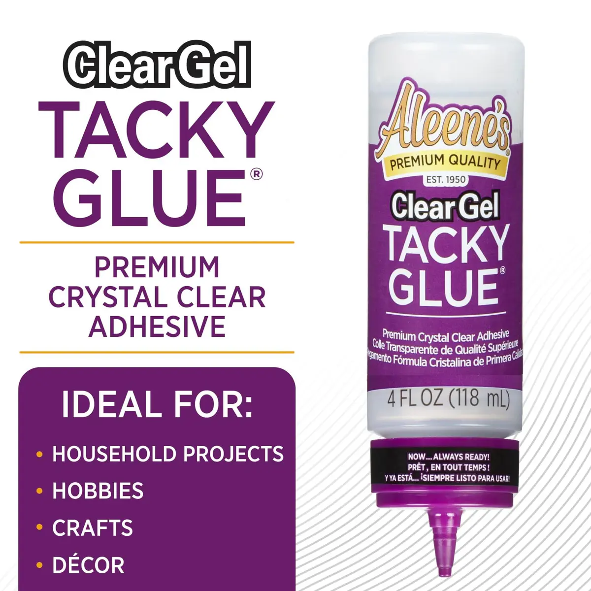 Aleene's Clear Gel Tacky Glue for Crafts | Always Ready, 4 fl oz, Crystal Clear, Non-Toxic - view 2