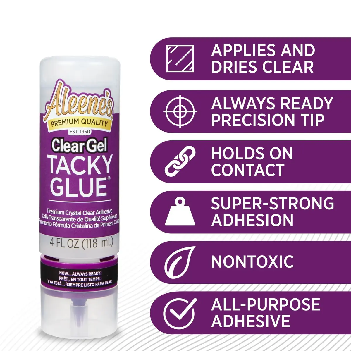 Aleene's Clear Gel Tacky Glue for Crafts | Always Ready, 4 fl oz, Crystal Clear, Non-Toxic - view 3
