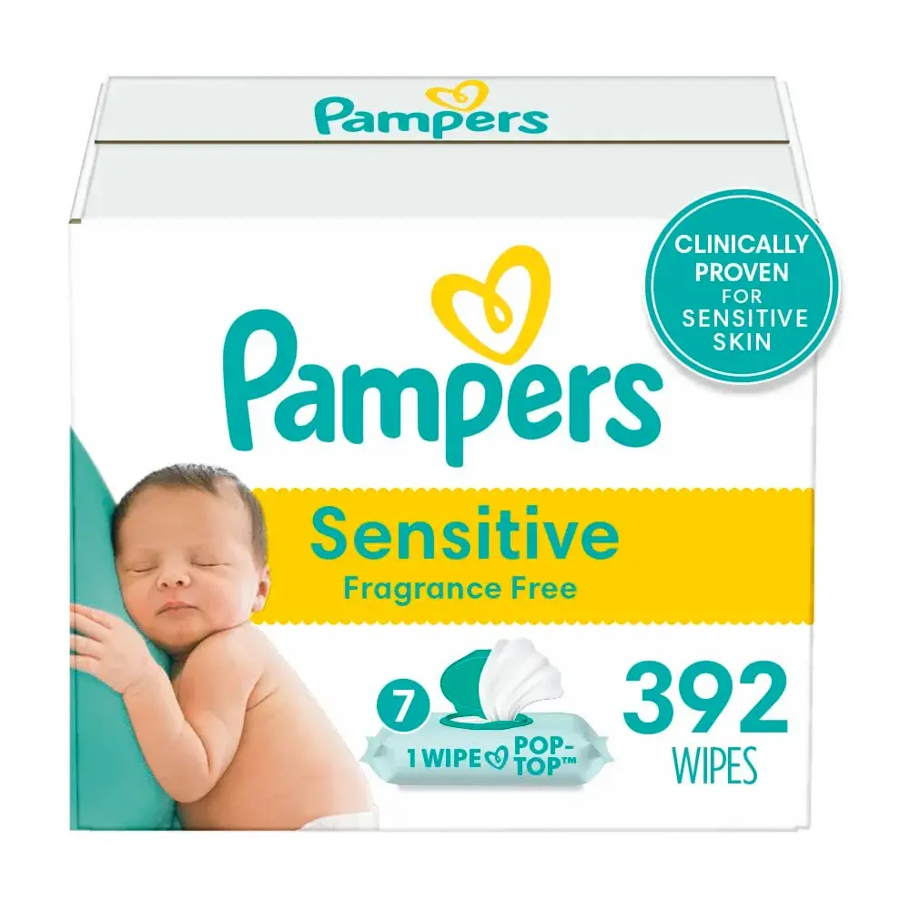 Pampers Sensitive Baby Wipes 392 Count | Hypoallergenic & Fragrance-Free for Newborns - main product image