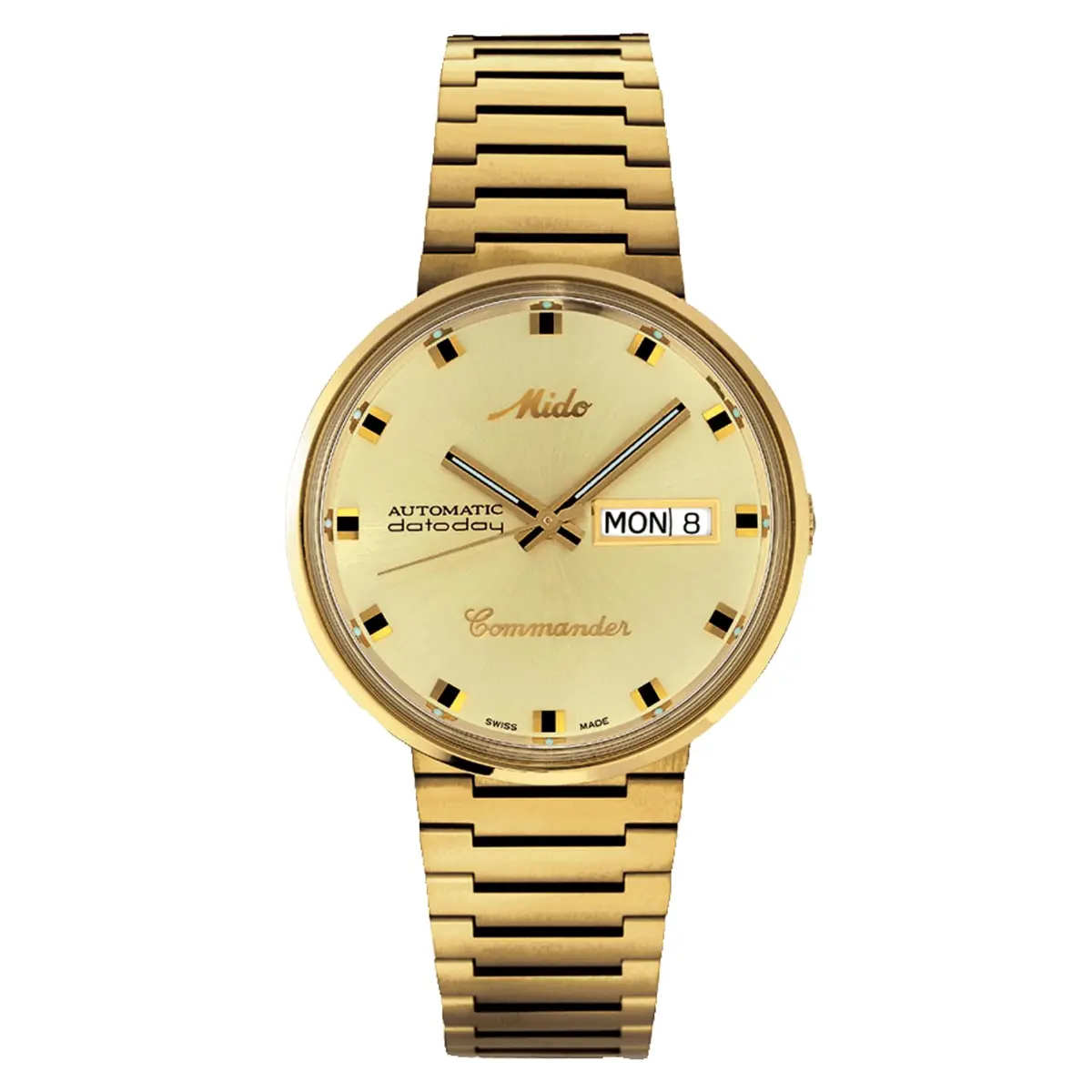 MIDO Commander 1959 Swiss Automatic Watch for Men - 37mm Yellow Dial - Stainless Steel Bracelet with Gold PVD Coating - main product image
