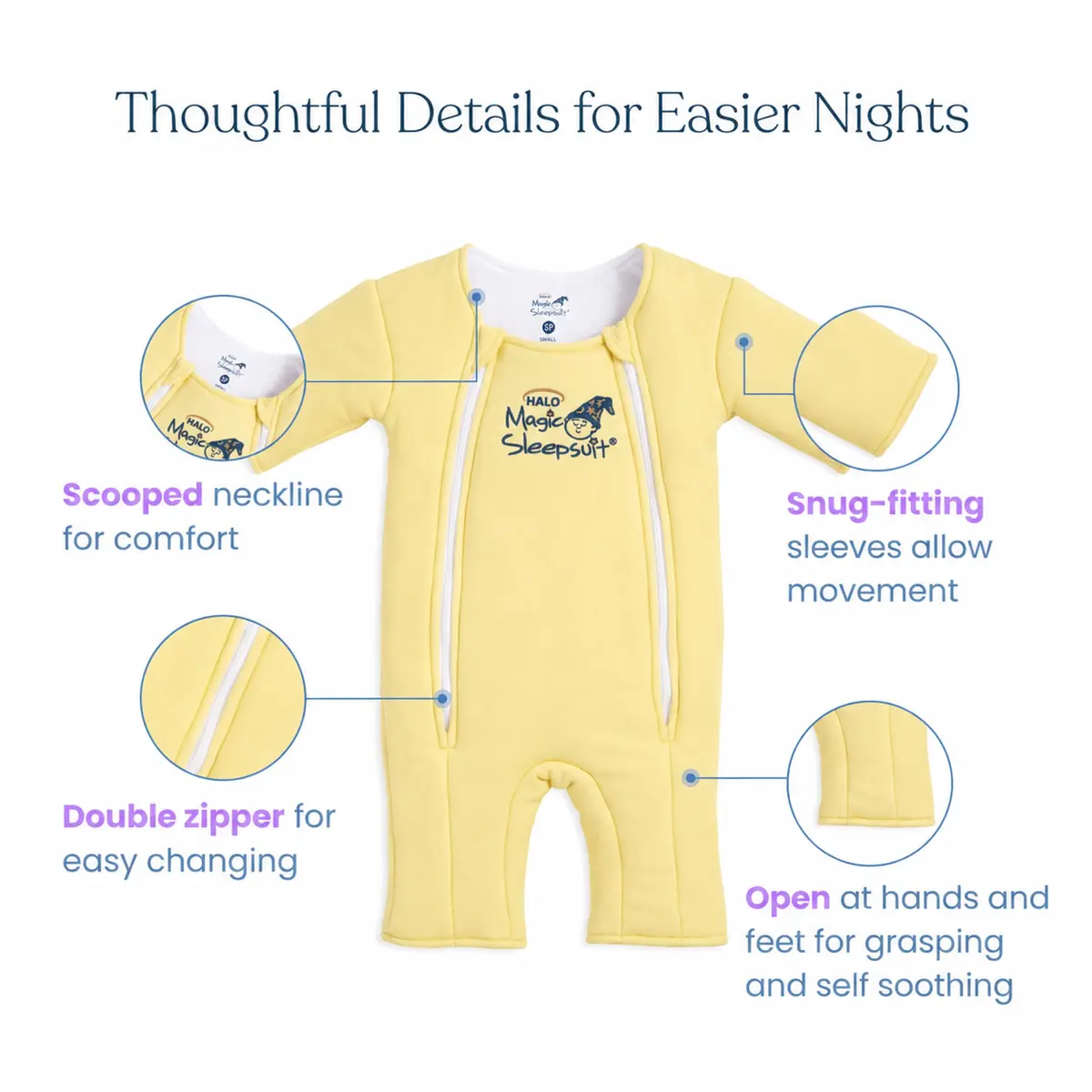 Magic Sleepsuit Baby Merlin's Magic Sleepsuit Small 12-18 lbs | Cotton Cozy Sleep Transition (70-120 chars) - view 5