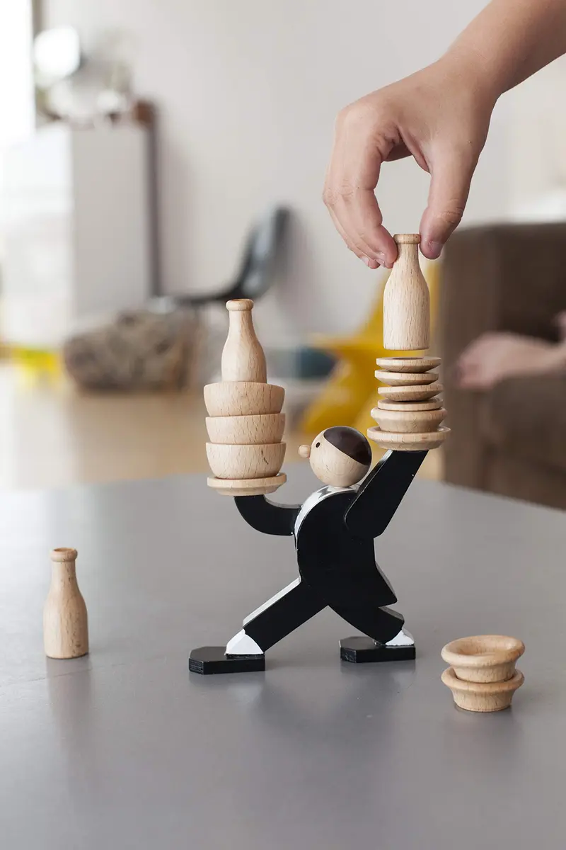 Kikkerland Don't Tip The Waiter Stacking Game 7.8 cm (3.1 inches) | Fun Wooden Game for Ages 6+ - view 3