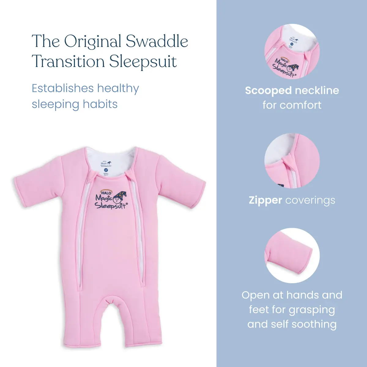 Magic Sleepsuit 100% Cotton Large 18-21 lbs Pink | Cozy Sleep Transition Solution - view 3