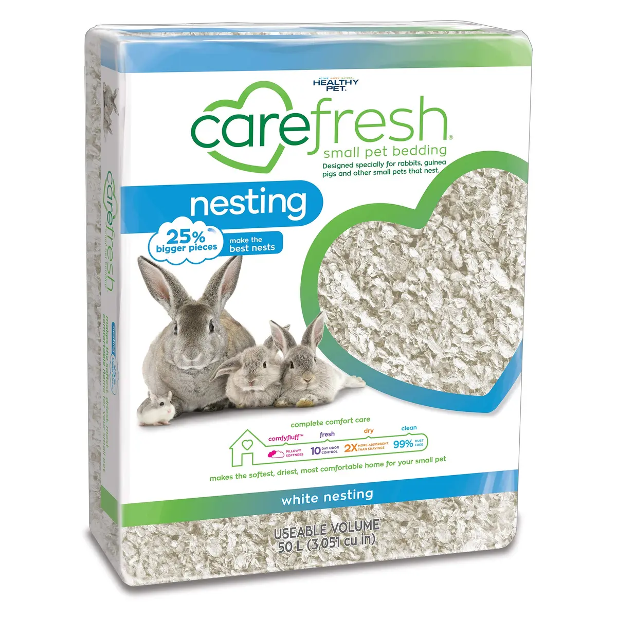 Carefresh White Nesting Small Pet Bedding 50L | Ultra-Absorbent & Dust-Free for Guinea Pigs & Rabbits - main product image