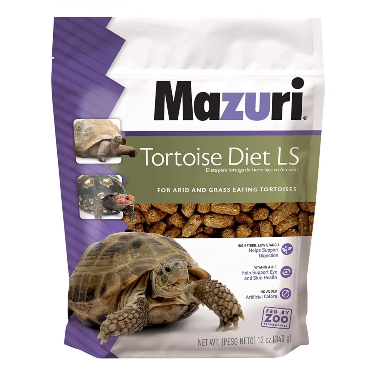Mazuri Low Starch Tortoise Diet 340 g (12 oz) | High Fiber, Probiotic Formula for Arid Tortoises - main product image