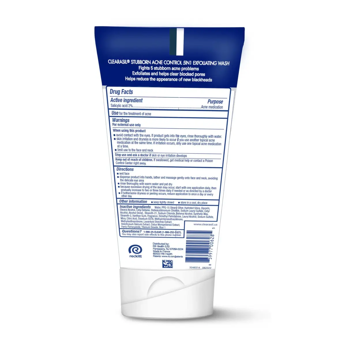 Clearasil Stubborn Acne Control 5in1 Exfoliating Wash 200ml (6.78 Fl Oz) | Max Strength Salicylic Acid Acne Treatment - view 9