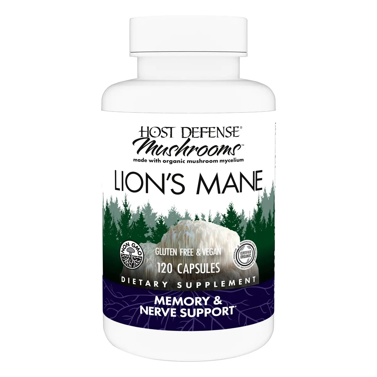 Host Defense Lion's Mane, Brain Support & Focus, 120 Capsules | Supports Memory & Nervous System - main product image