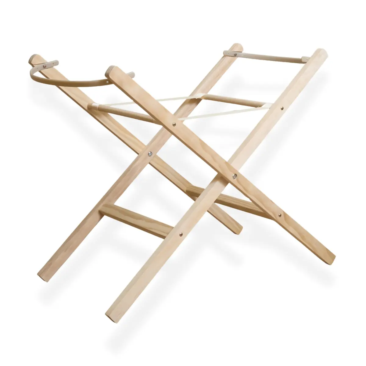 CLAIR DE LUNE Folding Moses Basket Stand | Natural Wood, Safe & Foldable for Nursery - main product image