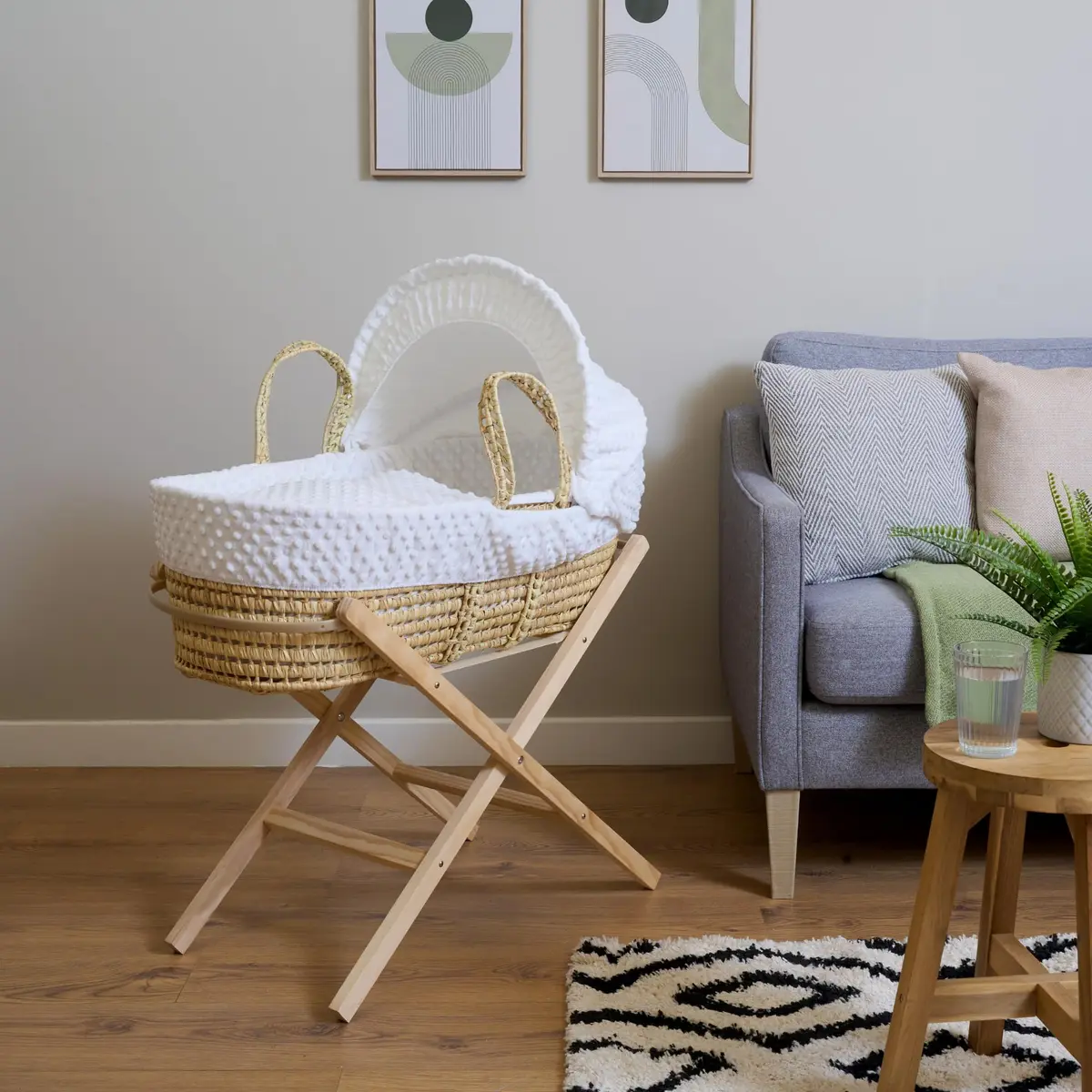 CLAIR DE LUNE Folding Moses Basket Stand | Natural Wood, Safe & Foldable for Nursery - view 3