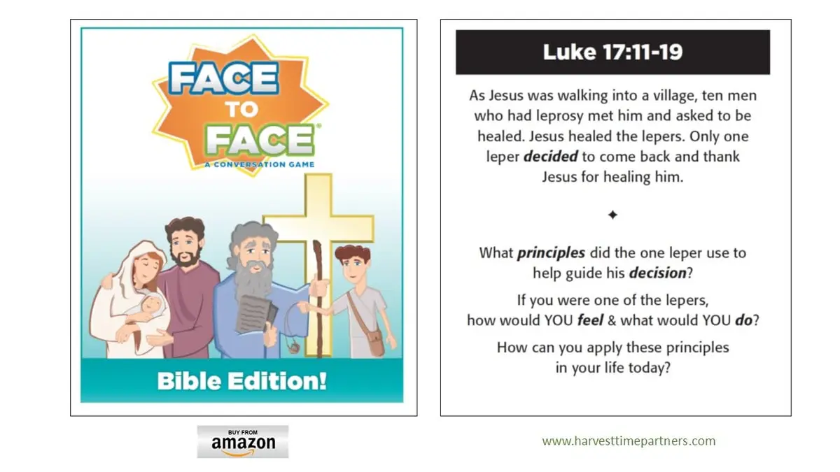 Harvest Time Partners Face to Face Bible Edition - Conversation Starters for Kids & Adults, 96 Scenario Cards, Ages 10+ | Bible-based Family Game - view 5