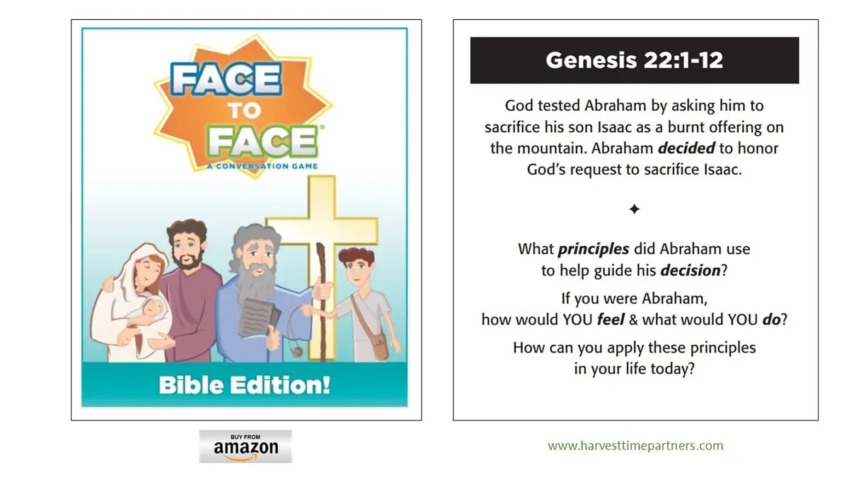 Harvest Time Partners Face to Face Bible Edition - Conversation Starters for Kids & Adults, 96 Scenario Cards, Ages 10+ | Bible-based Family Game - view 6