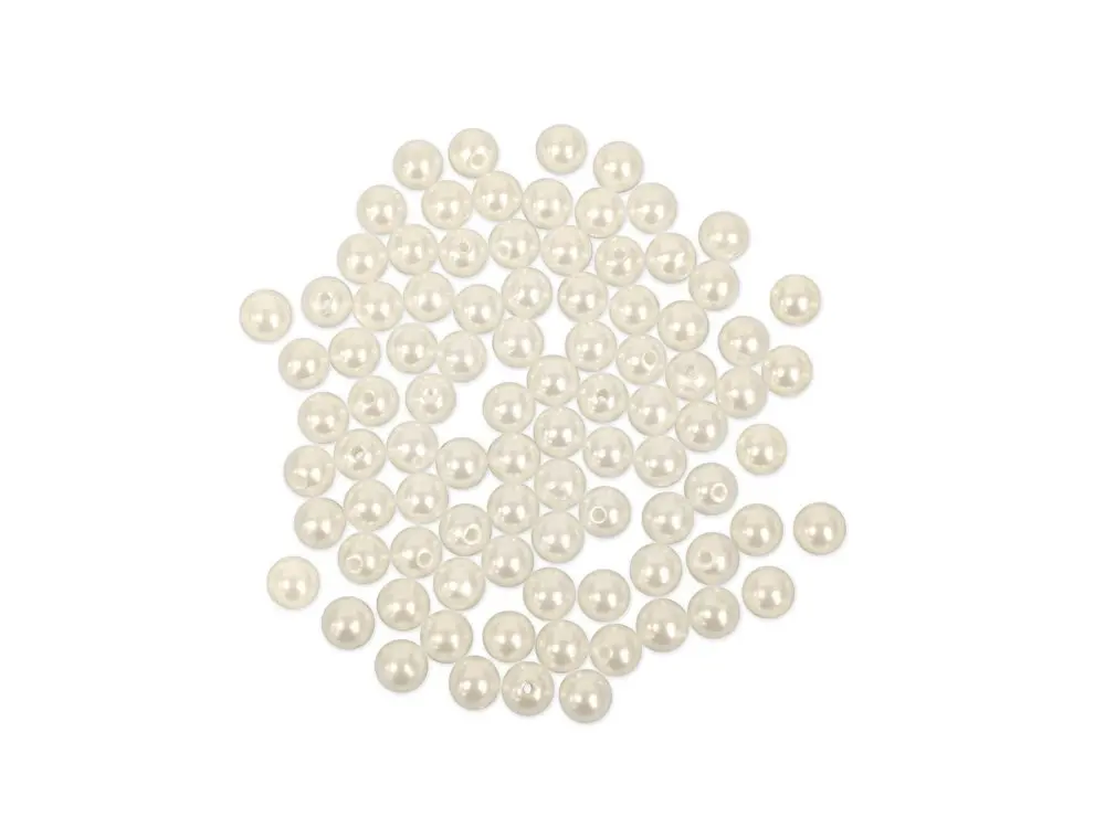 Craft Medley Acrylic Pearl Beads 8mm Ivory | Realistic Jewelry Beads for Crafts - view 2