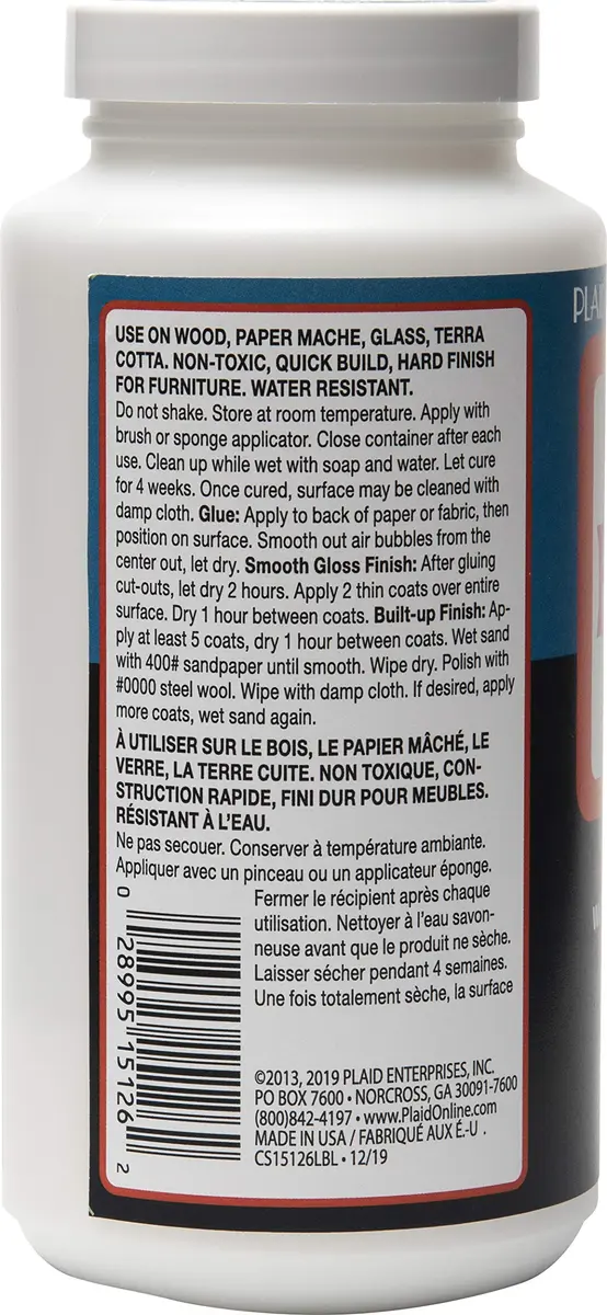 Mod Podge Waterbase Sealer, Glue & Finish for Furniture 16 oz | Gloss Finish, Non-Toxic, Water Based - view 2