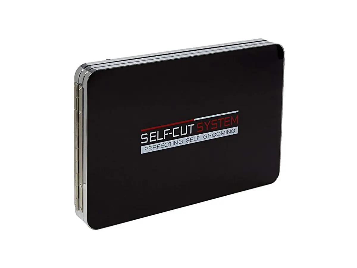 Self-Cut System 3 Way Mirror Black Lambo Portable Trifold Mirror 14"L x 9.5"W | 360° Grooming Control - view 6