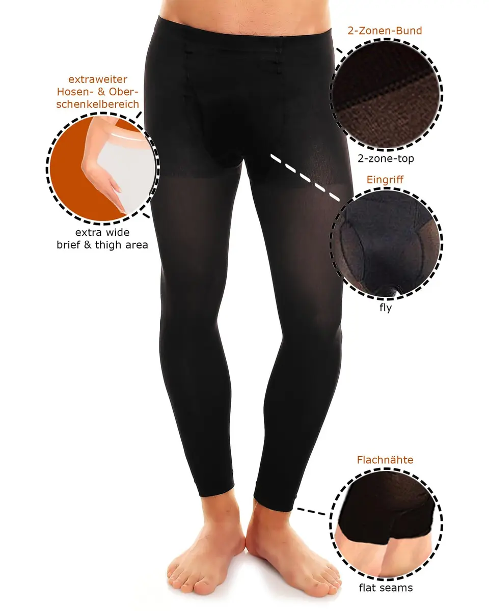 GLAMORY Thermoman100 Thermal Footless Tights Black Medium | Insulating Microfiber for Men - view 2