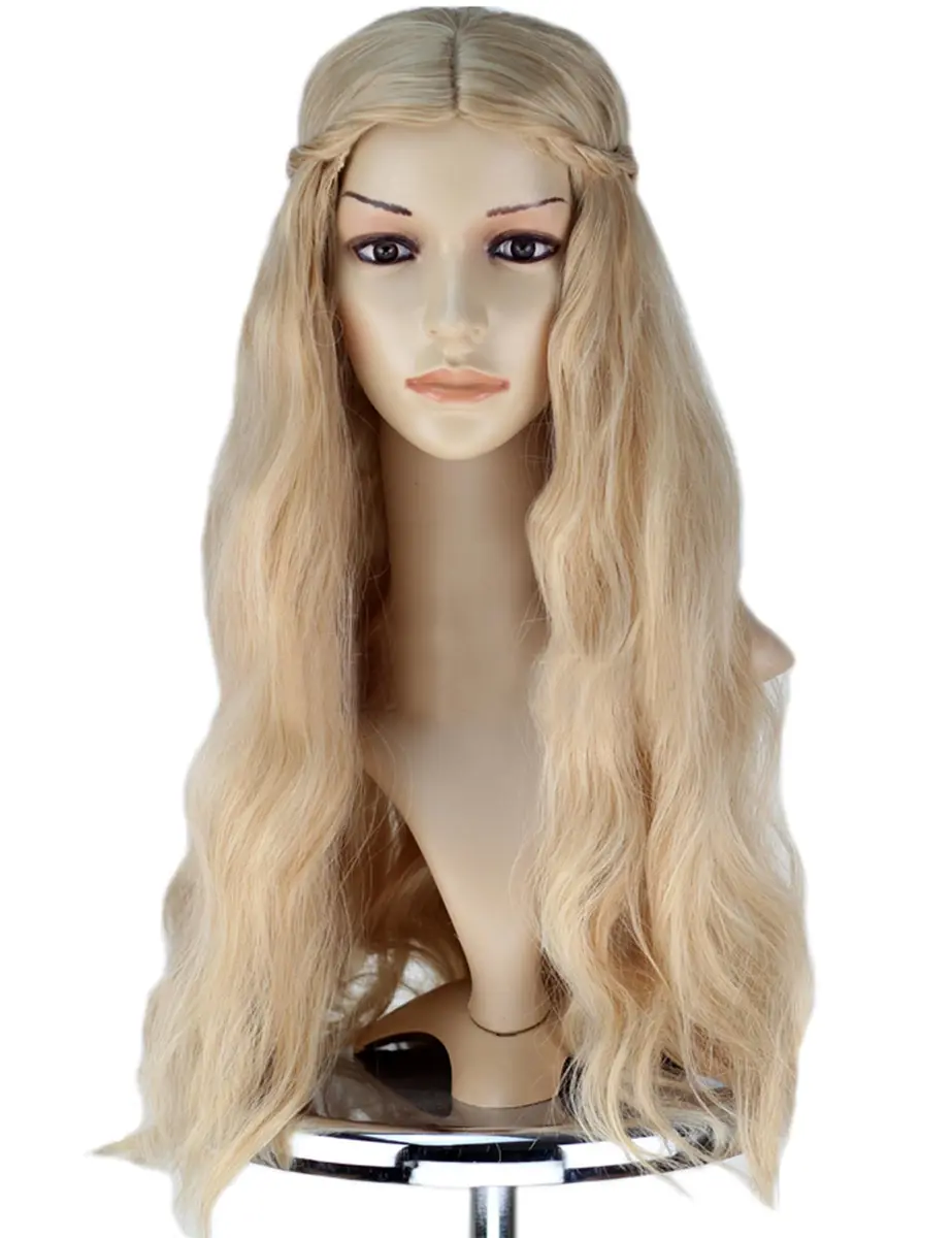 Angelaicos Womens Hippie Wigs Long Blonde Wavy Cosplay Wig 22in | Heat-Resistant Synthetic - main product image
