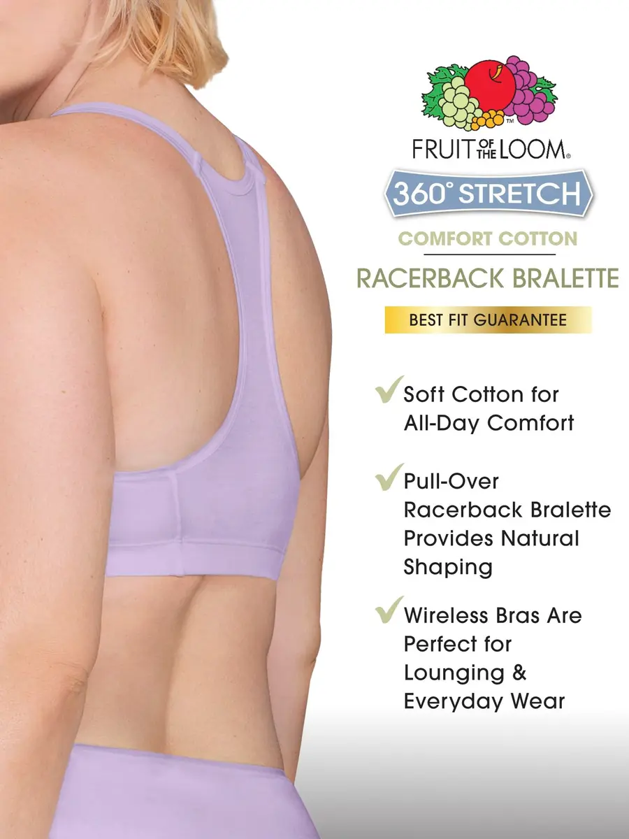 Fruit of the Loom Womens Spaghetti Strap Cotton Sports Bra 3 Pack | All-Day Comfort & Support (32) - view 2