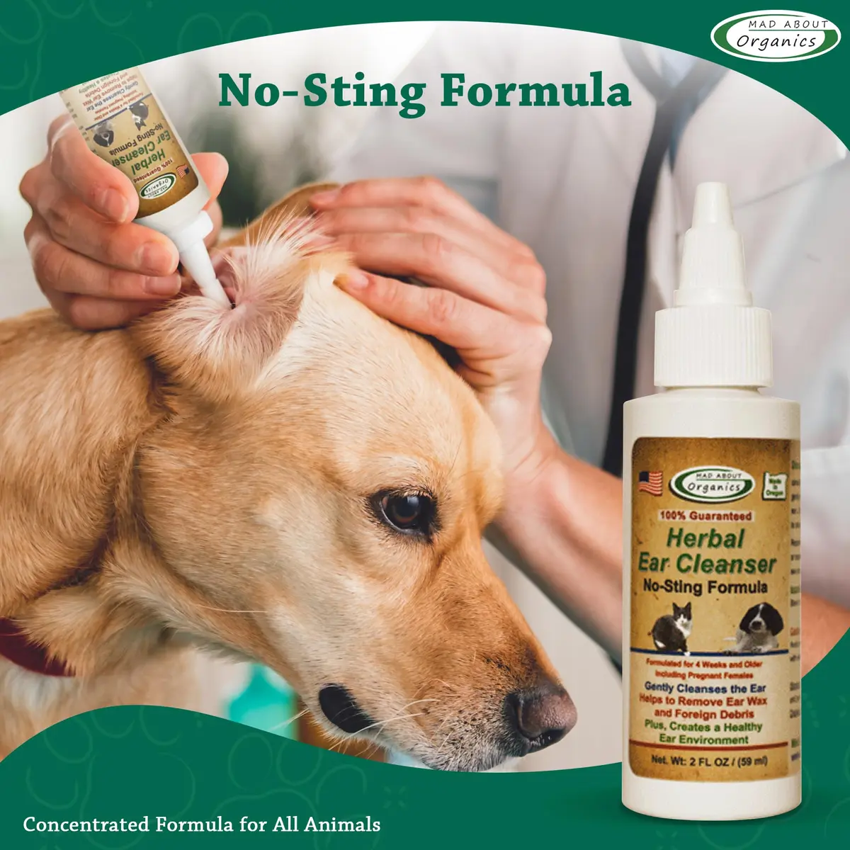 Mad About Organics Herbal Ear Cleanser for Dogs & Cats 2oz | No-Sting Herbal Ear Wash Supports Ear Health - view 4