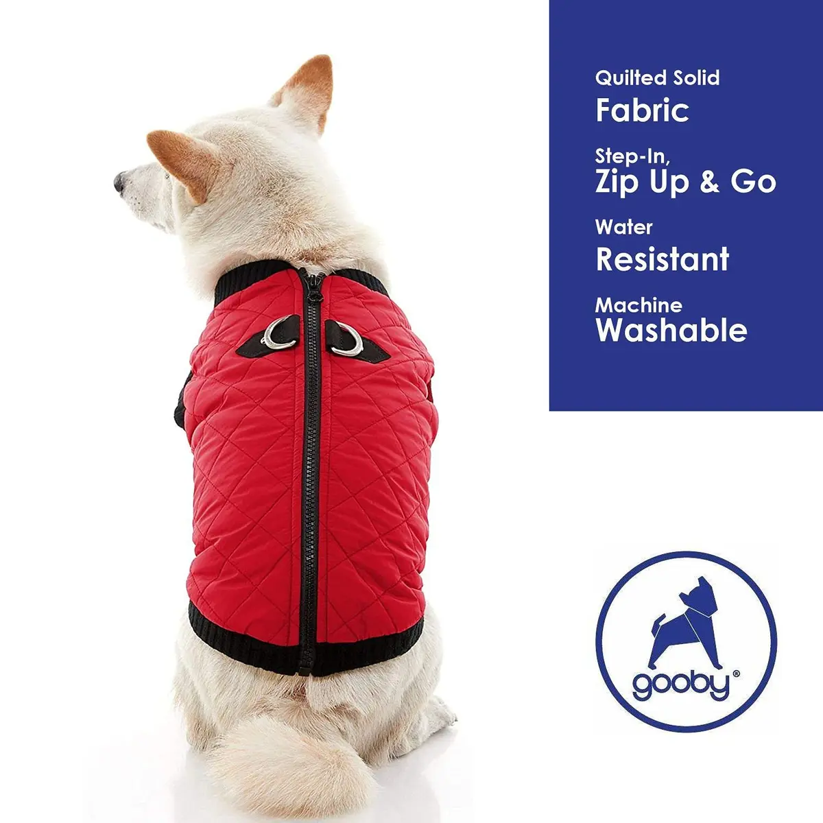Gooby Fashion Vest Dog Jacket, Red, Large | Water-Resistant, Expandable & Stylish Winter Coat - view 3