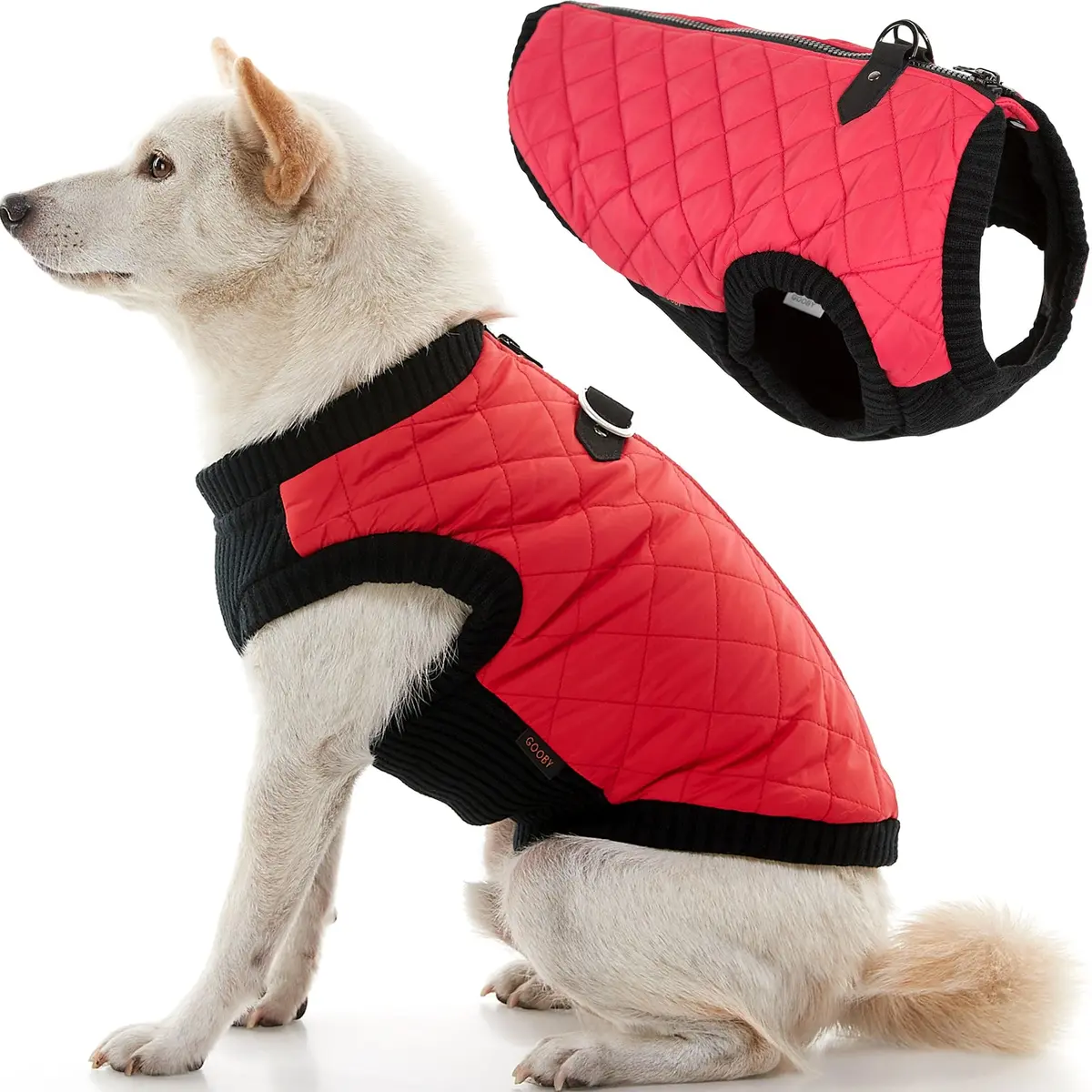 Gooby Fashion Vest Dog Jacket, Red, X-Small | Water-Resistant & Expandable for Small Dogs - view 2