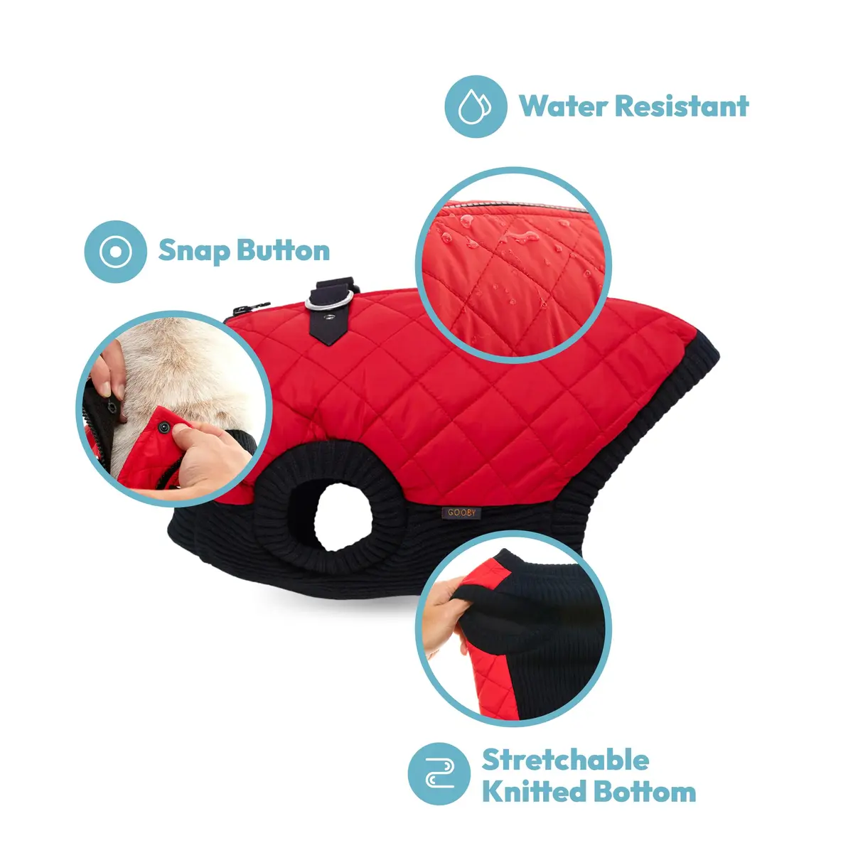 Gooby Fashion Vest Dog Jacket, Red, X-Small | Water-Resistant & Expandable for Small Dogs - view 3