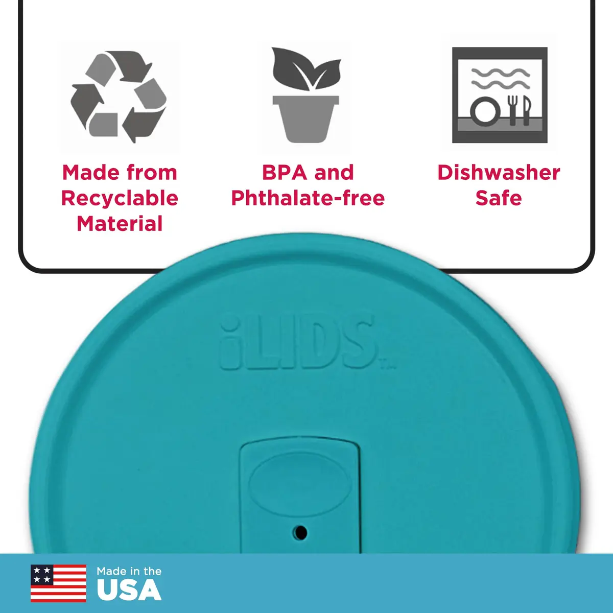 iLIDS Mason Jar Drink Lid, Wide Mouth, Aqua Blue, 2 Pack | Spill-Resistant, Reusable, USA Made - view 5