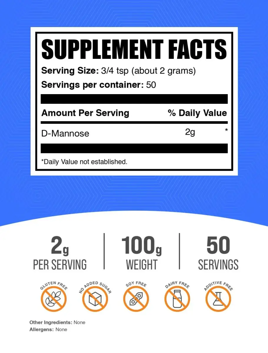 BulkSupplements D-Mannose Powder 100g (3.5 oz) | Urinary Tract Support - view 2
