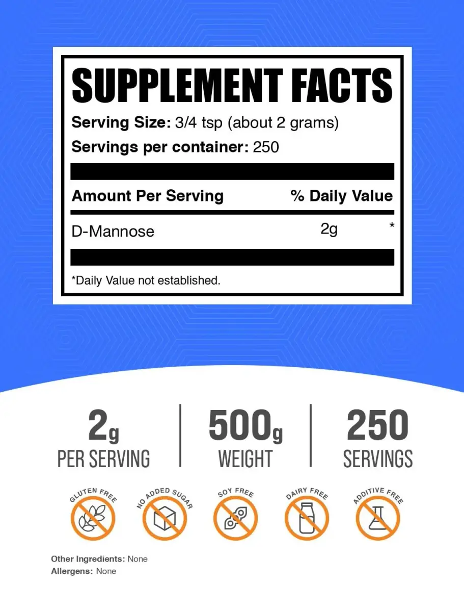 BulkSupplements D-Mannose Powder 500g (1.1 lbs) | Urinary Tract Health Support - view 2