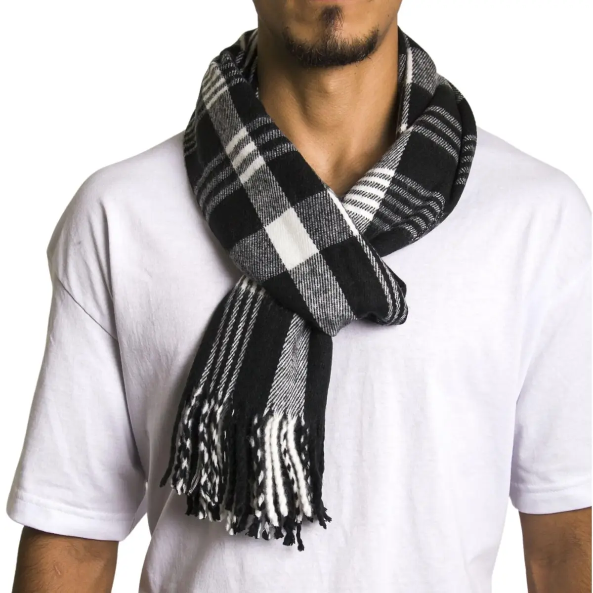 Alpine Swiss Plaid Scarf 80in x 12in | Luxurious Soft Winter Accessory - view 5