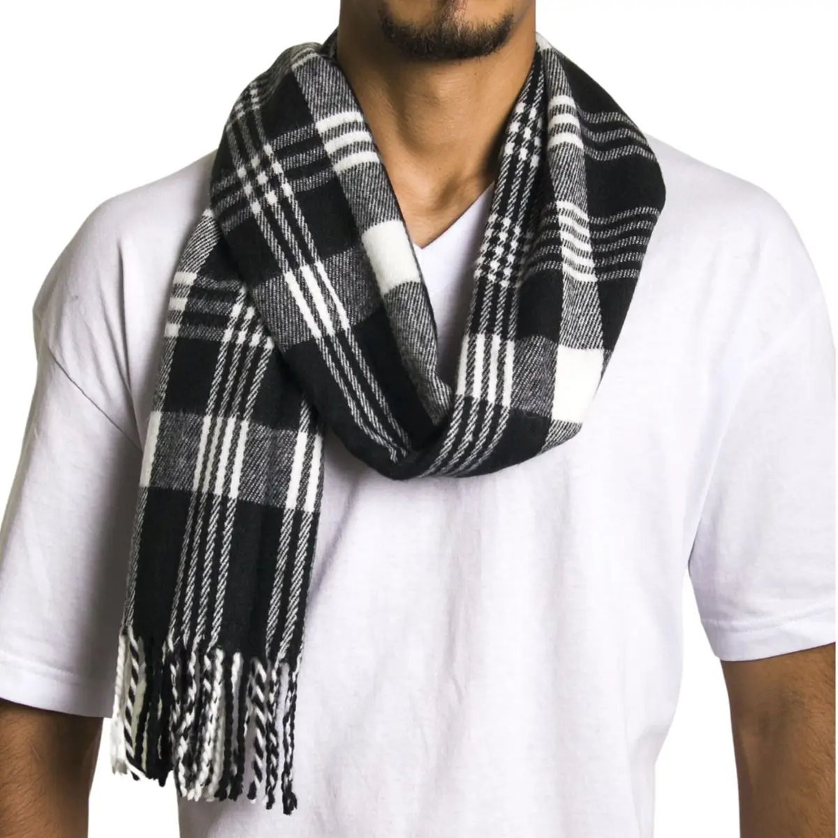 Alpine Swiss Plaid Scarf 80in x 12in | Luxurious Soft Winter Accessory - view 3
