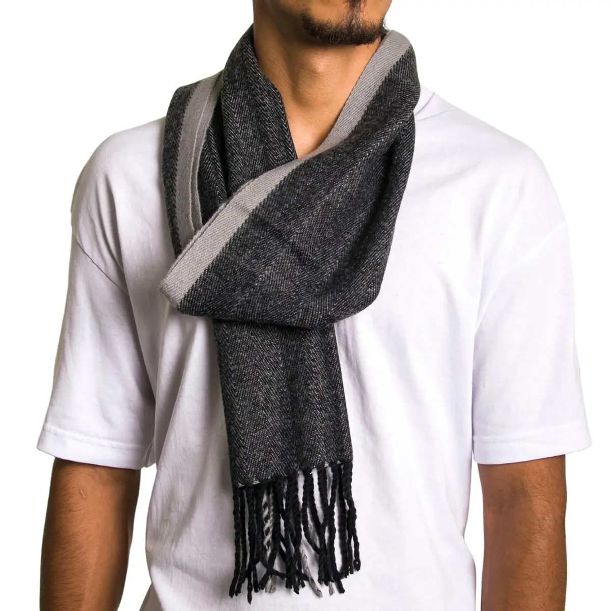 Alpine Swiss Mens Plaid Scarf 80in | Luxurious Soft Winter Accessory - view 3