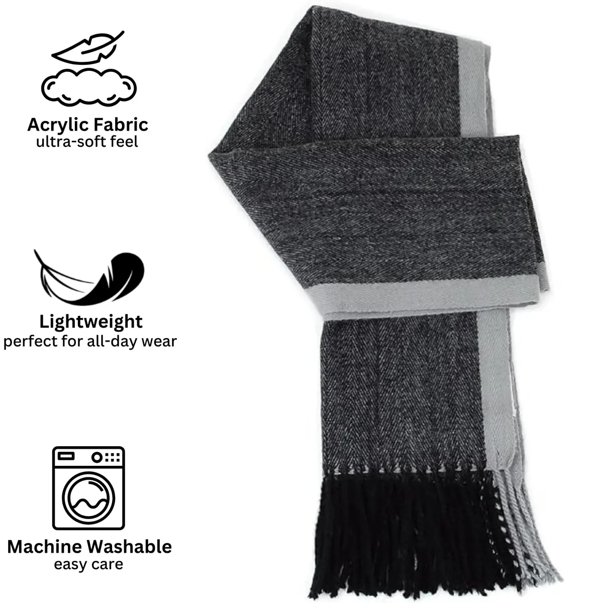 Alpine Swiss Mens Plaid Scarf 80in | Luxurious Soft Winter Accessory - view 4