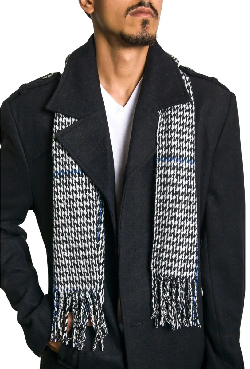 Alpine Swiss Blue Plaid Scarf | Luxuriously Soft Winter Accessory for Men & Women - view 3