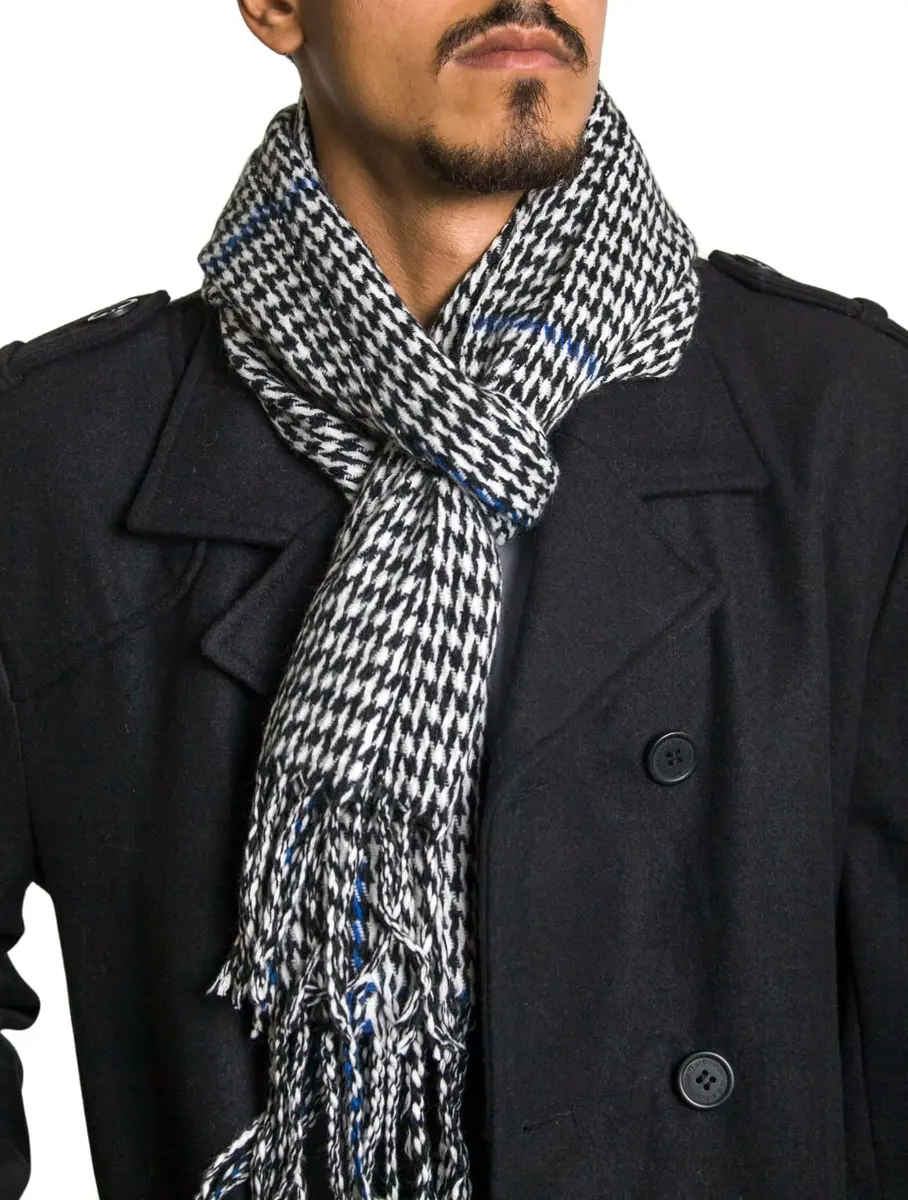 Alpine Swiss Blue Plaid Scarf | Luxuriously Soft Winter Accessory for Men & Women - view 4
