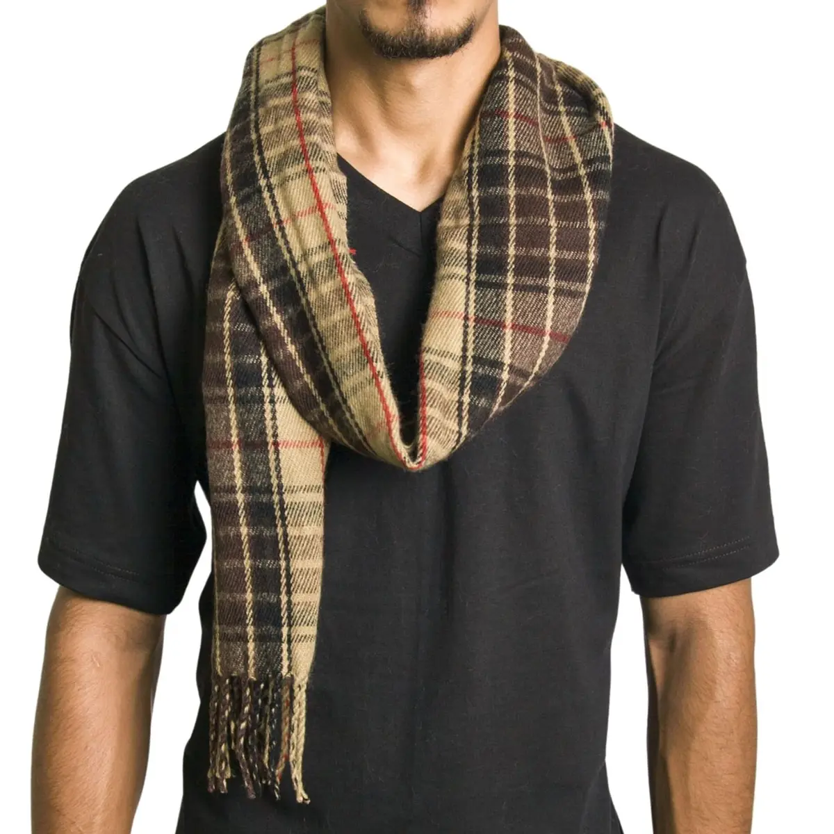 Alpine Swiss Mens Plaid Scarf 80in x 12in | Luxuriously Soft Winter Accessory - main product image