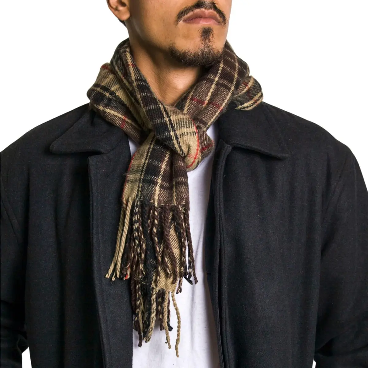 Alpine Swiss Mens Plaid Scarf 80in x 12in | Luxuriously Soft Winter Accessory - view 5