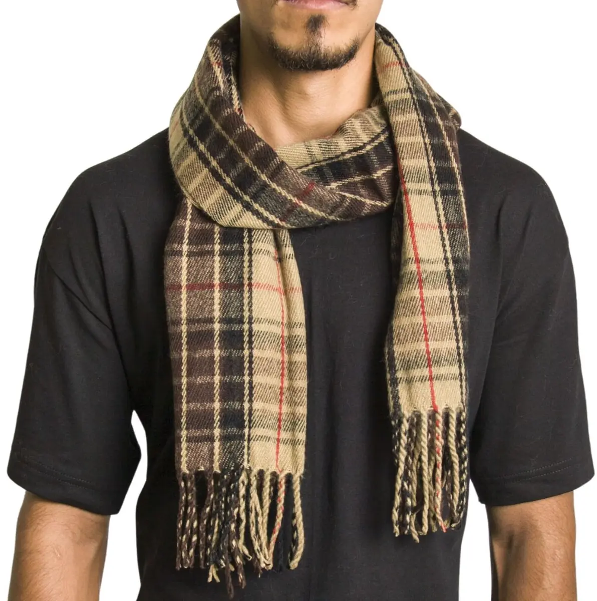 Alpine Swiss Mens Plaid Scarf 80in x 12in | Luxuriously Soft Winter Accessory - view 2