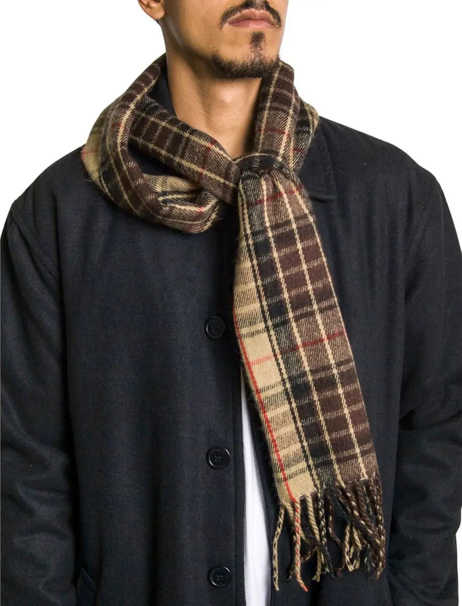 Alpine Swiss Mens Plaid Scarf 80in x 12in | Luxuriously Soft Winter Accessory - view 3
