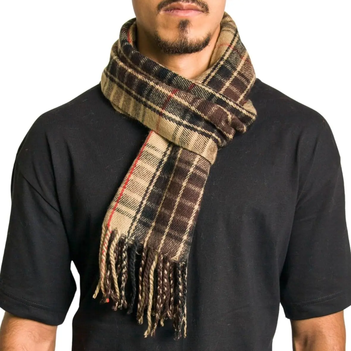 Alpine Swiss Mens Plaid Scarf 80in x 12in | Luxuriously Soft Winter Accessory - view 4