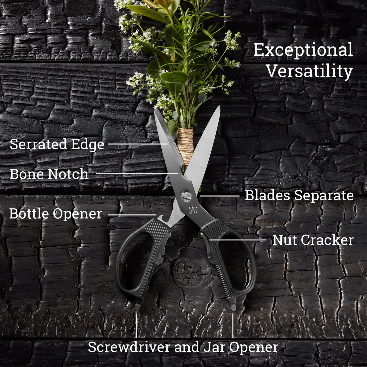 Shun Multi Purpose Kitchen Shears | Durable 3.5 Inch Stainless Steel Blades, Detachable for Easy Cleaning - view 3