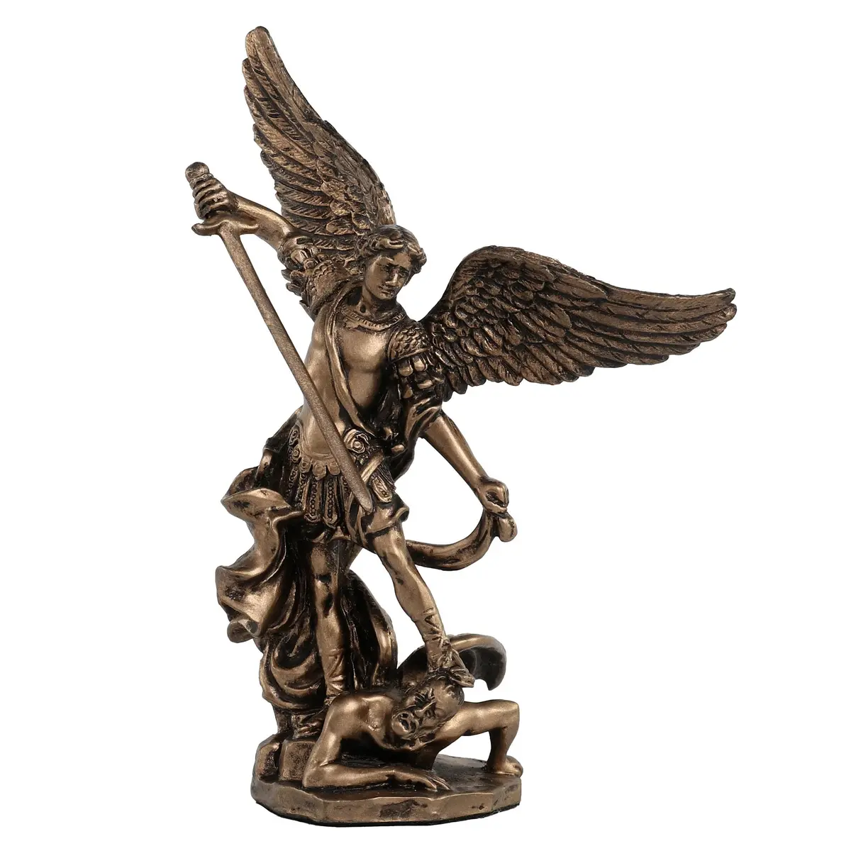 Veronese Design Archangel Saint Michael Slaying Demon Figurine 10.16cm (4 Inch) | Cold Cast Bronze Finish - main product image