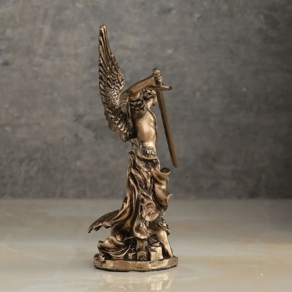 Veronese Design Archangel Saint Michael Slaying Demon Figurine 10.16cm (4 Inch) | Cold Cast Bronze Finish - view 5