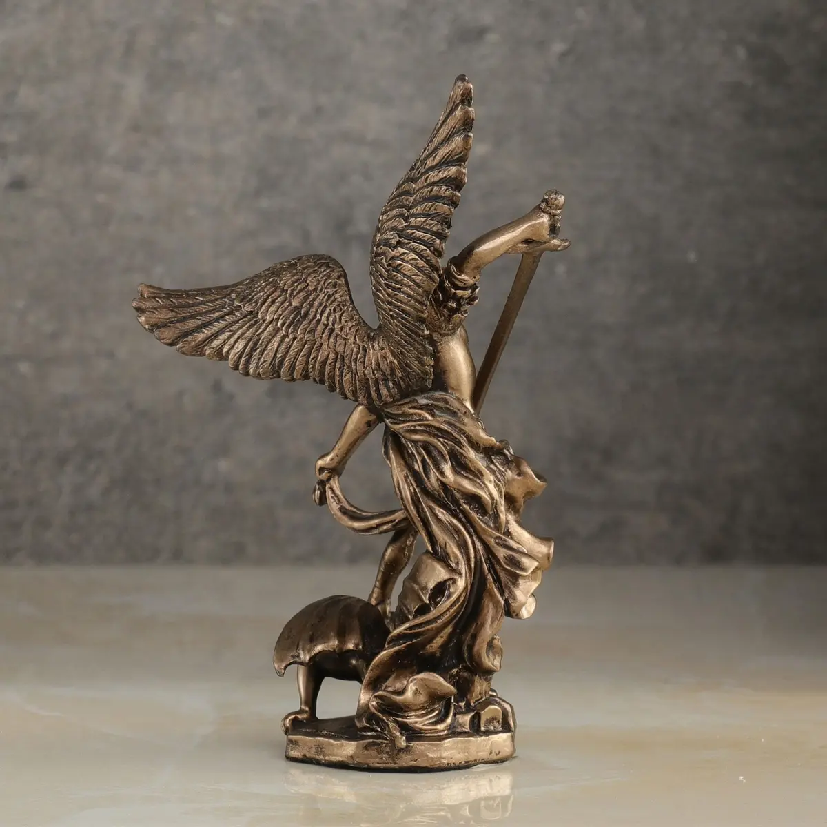 Veronese Design Archangel Saint Michael Slaying Demon Figurine 10.16cm (4 Inch) | Cold Cast Bronze Finish - view 6