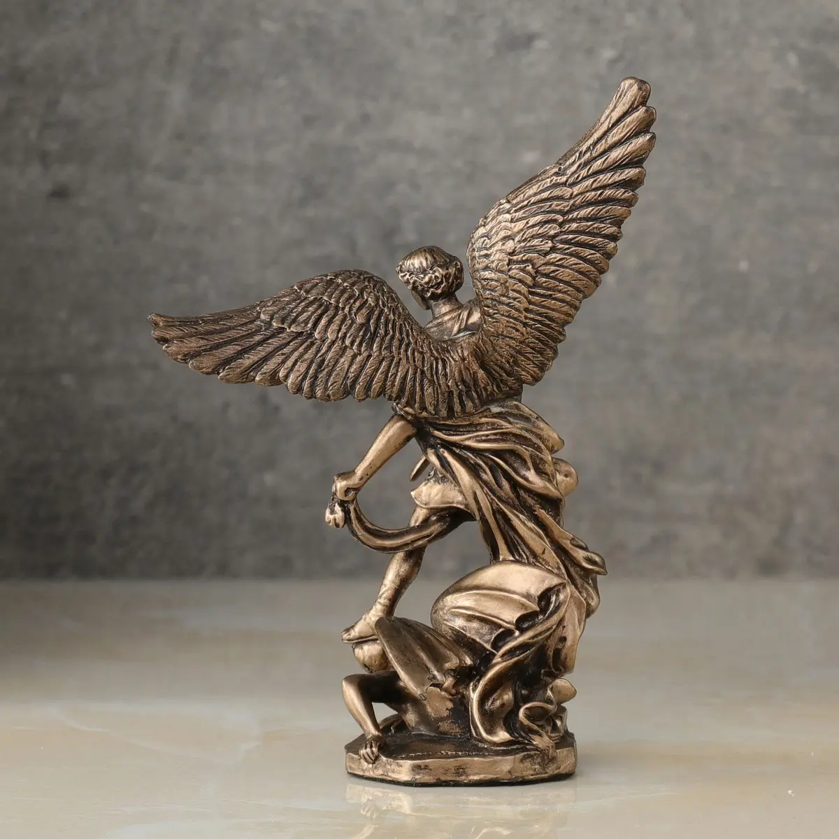 Veronese Design Archangel Saint Michael Slaying Demon Figurine 10.16cm (4 Inch) | Cold Cast Bronze Finish - view 4