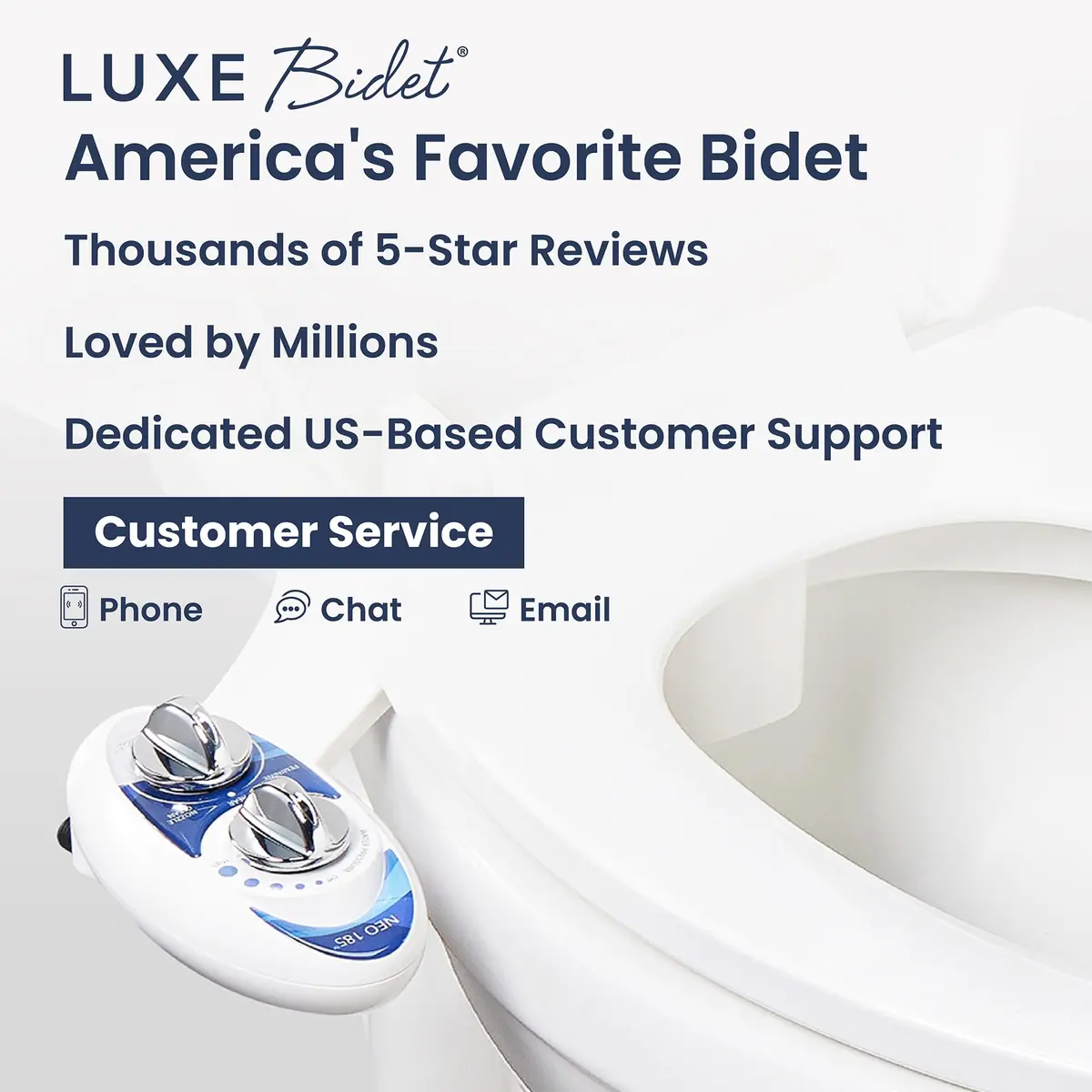 LUXE Bidet NEO 185 Bidet Attachment for Toilet Seat, Blue | Self-Cleaning Dual Nozzle, Adjustable Water Pressure - view 7