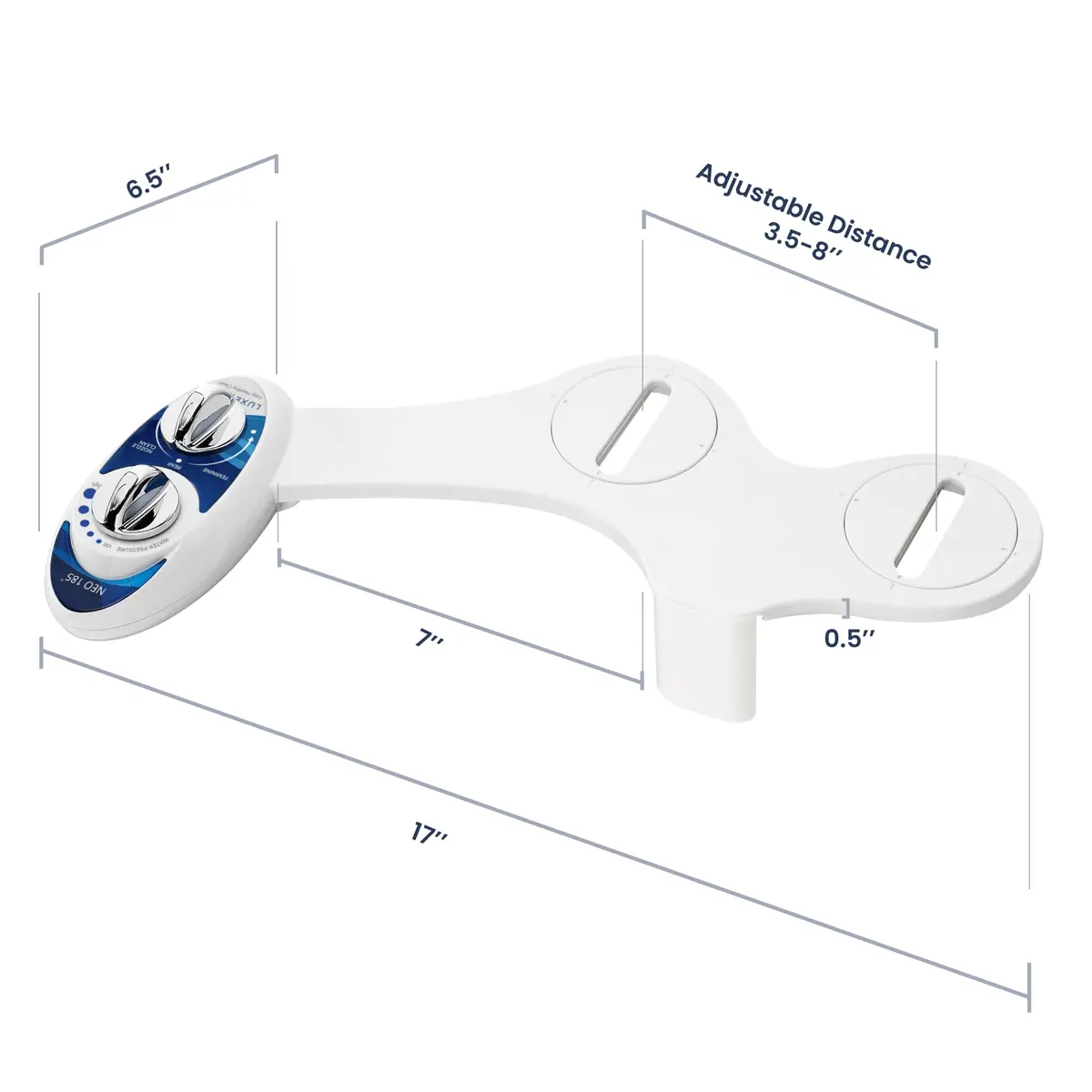 LUXE Bidet NEO 185 Bidet Attachment for Toilet Seat, Blue | Self-Cleaning Dual Nozzle, Adjustable Water Pressure - view 9